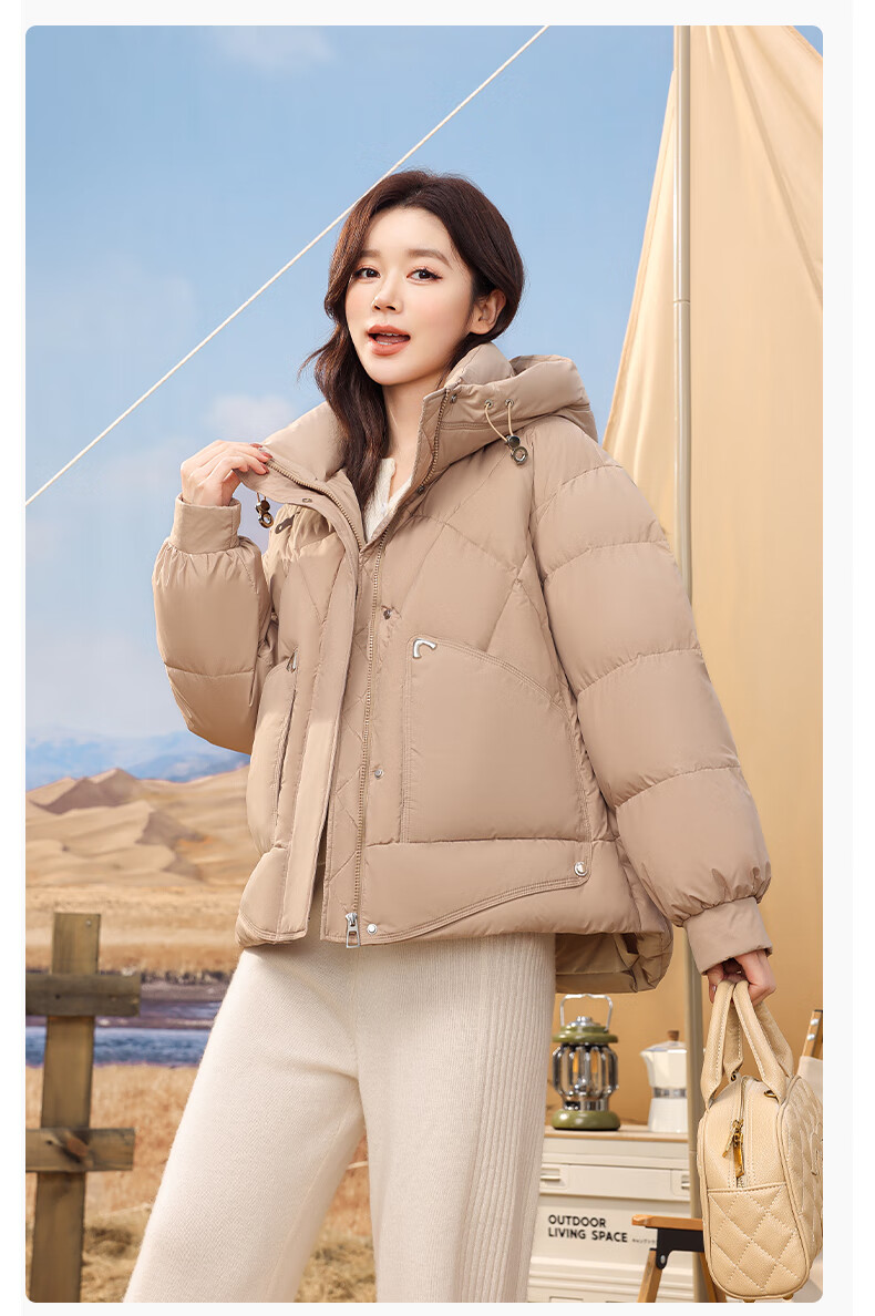SNOWFLYING Women's Short Down Jacket 2025 Autumn Winter New Fashion Collar Warm 90% Down Coat Green XS 20