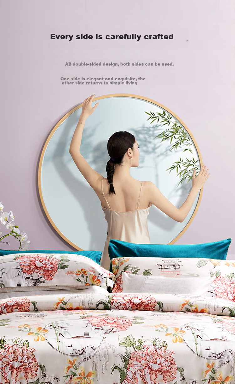 FUANNA Cotton Bedding Set, 4 Pieces, 60s 100% Pure Cotton Bed Sheet And Duvet Cover, Double Bed, 230*229cm, Purple Jade 8
