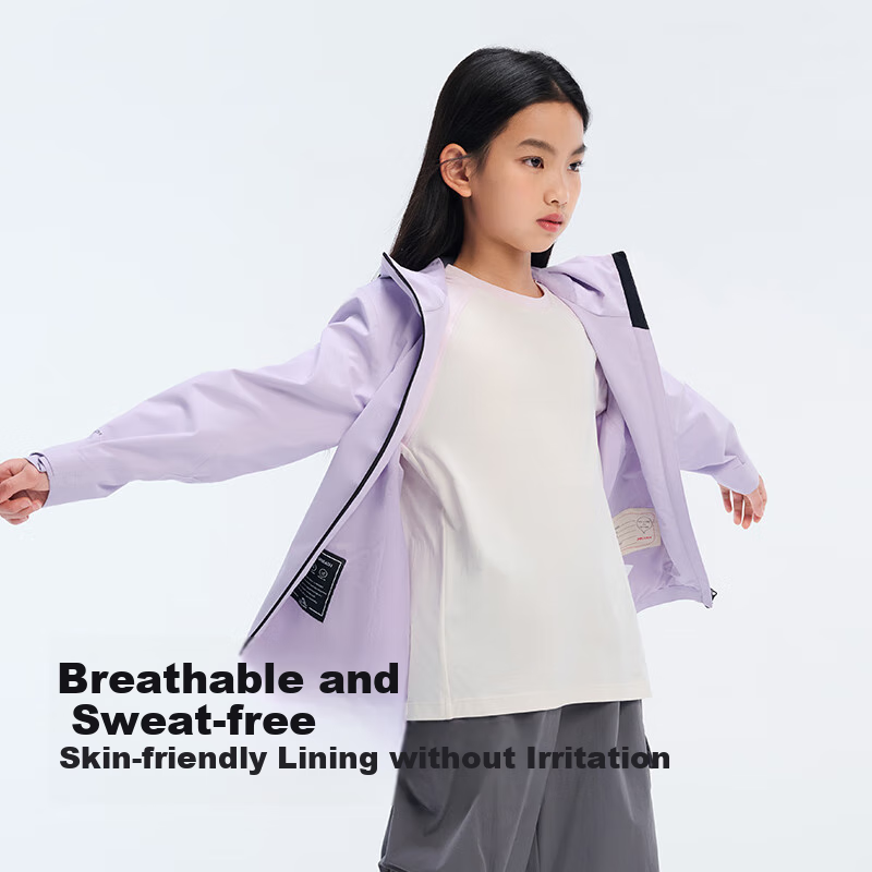 Pelliot [Xiaoyanke] Outdoor Children's Single-Layer Windbreaker, Waterproof And Windproof Jacket, 135101022 Black, Size 140