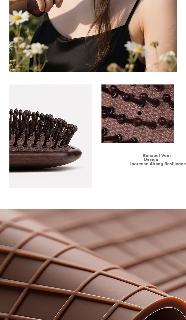 Langfeng Natural Ebony Wood Air Cushion Comb Massage Scalp Volumizing Gift for Women, Friends, Wife, Practical High-End Mid-Autumn Festival Gift for Parents And Elders, Customer Practical Premium Present 7