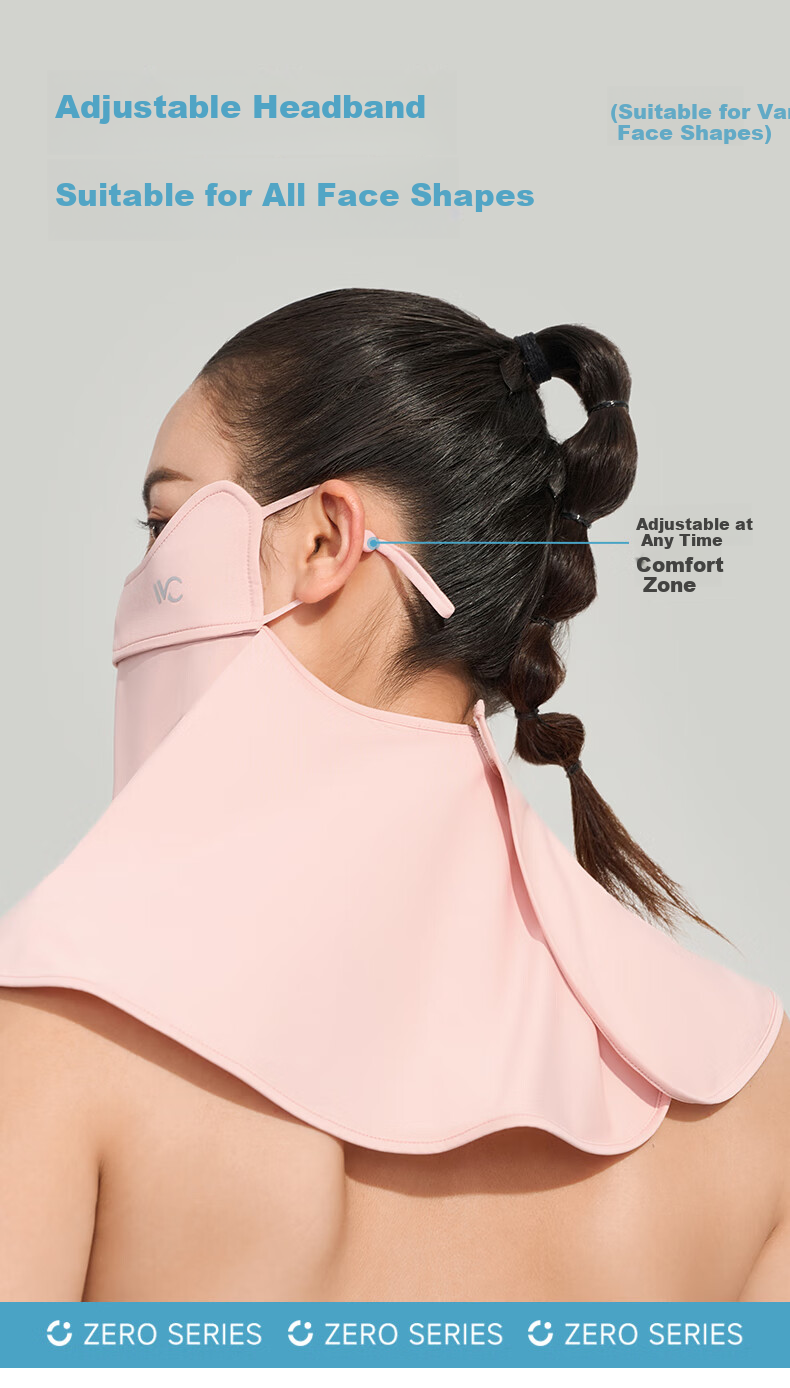 VVC Sun Protection Face Mask, Ice Skin Neck Guard for Women, Summer UV-Resistant Sunshade, Outdoor Travel Breathable Mask, Ice Mist Pink 12