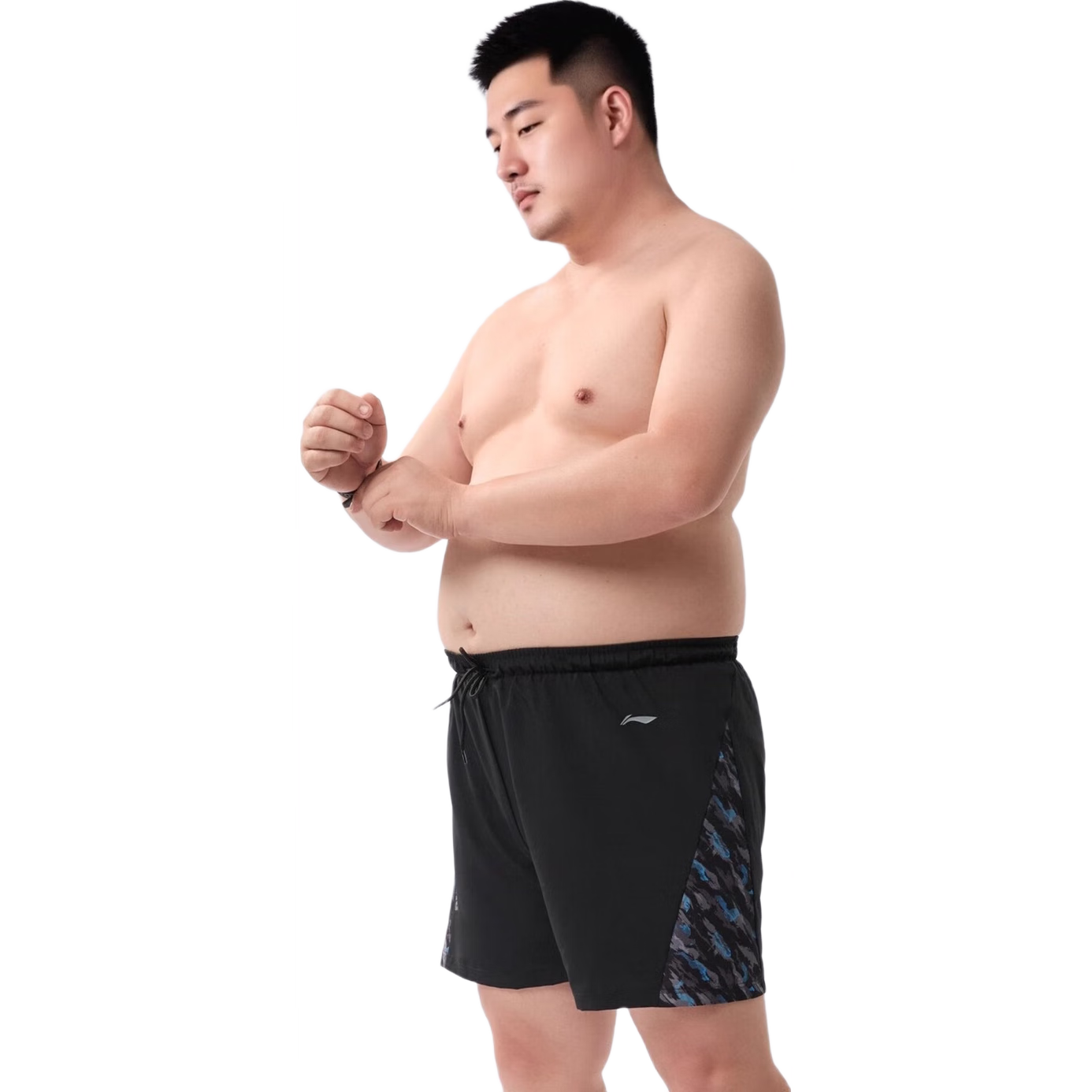 Li-Ning Men's Swim Trunks, Plus Size, Extra Large, for 200-300 Jin Weight, Loose-Fitting Swimsuit for Overweight Men, Hot Spring And Swimming Equipment