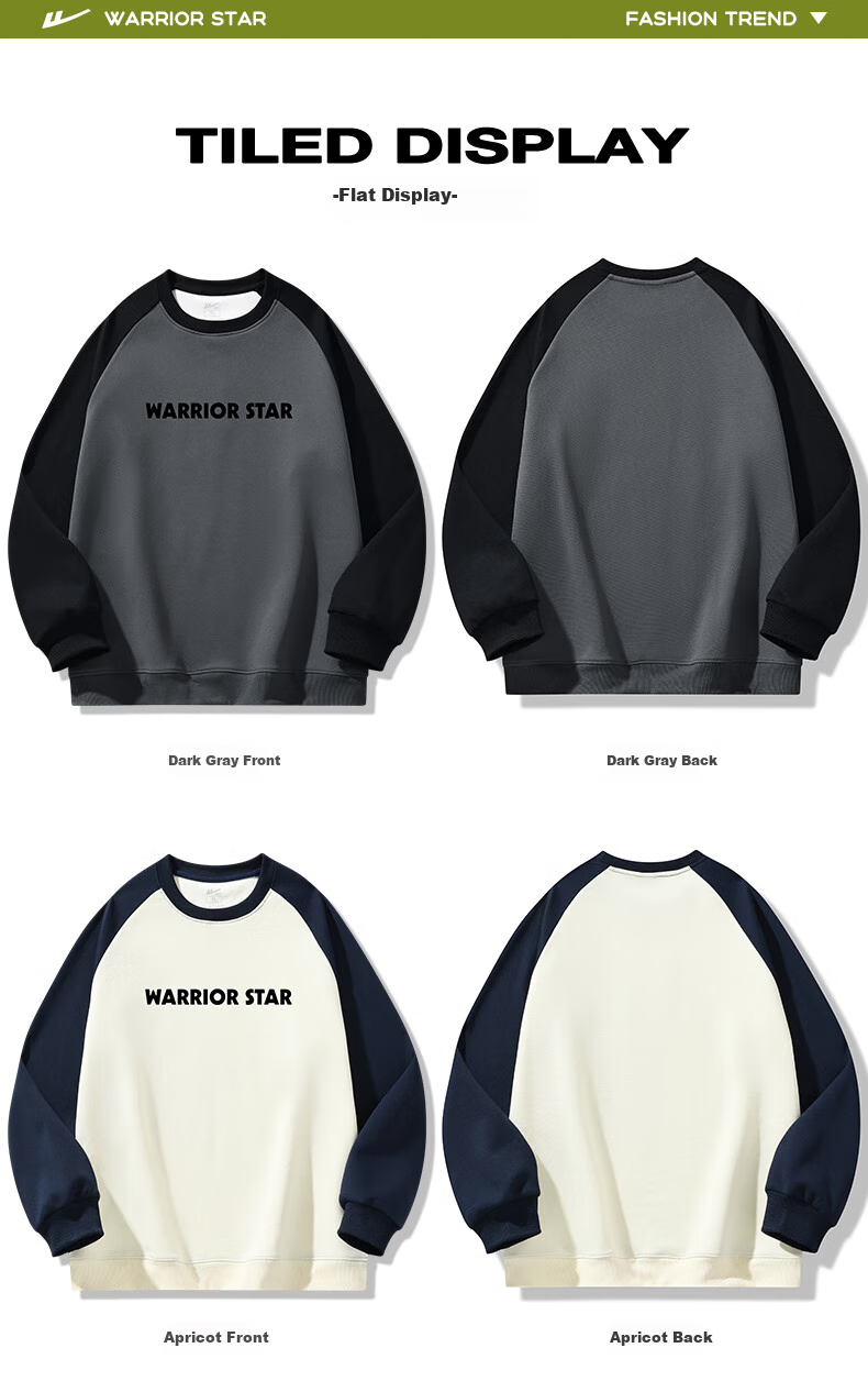 Warrior Sweatshirt for Men, Spring And Autumn Season, Color Block Round Neck Long Sleeve T-Shirt, Comfortable Retro Base Layer Pullover for Men, 1078 22