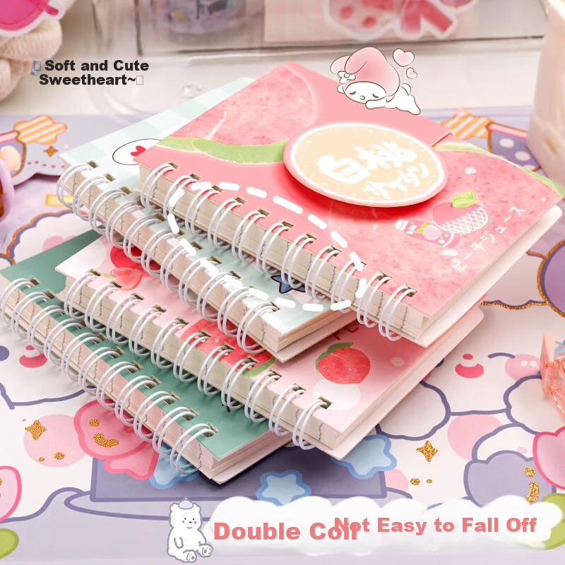 Sijinianhua Pocket Magic Tape Binding Portable Cartoon Spiral Notebook, Spiral-Bound Notebook, Portable Journal for Homework And Notes, Four Books - Capybara 2