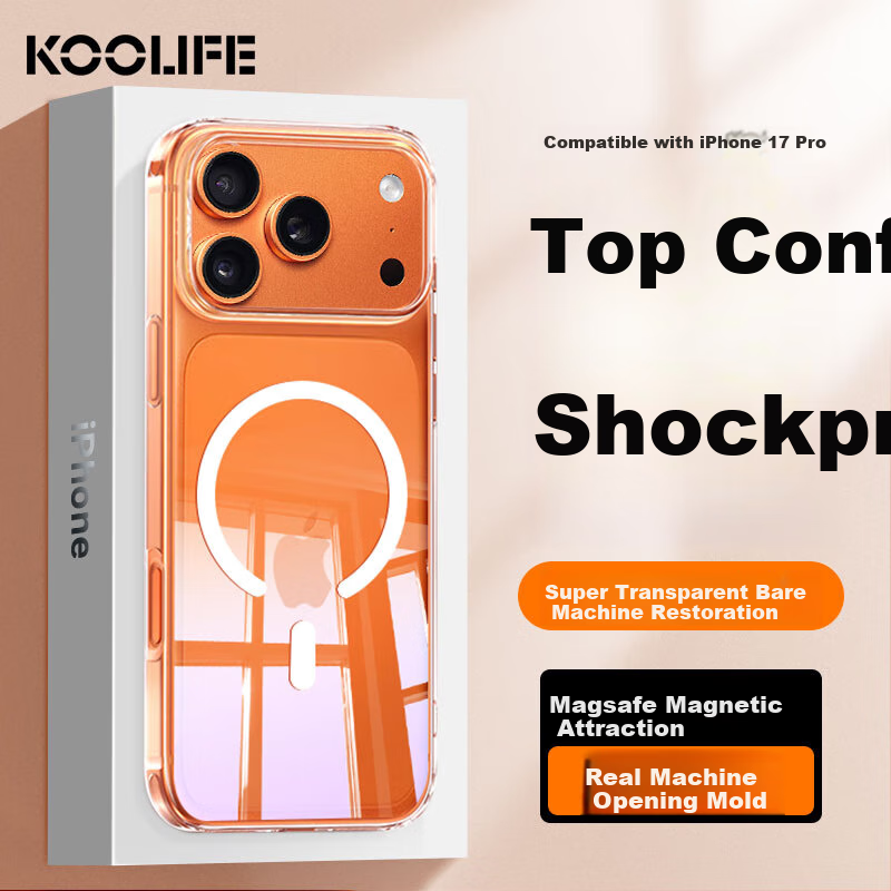 Чехол для iPhone 17 Pro KOOLIFE, защитный, с поддержкой MagSafe, ультратонкий, прозрачный