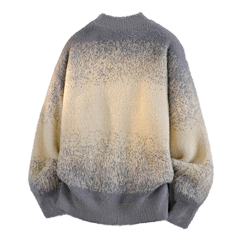 Dingfengbaoluo American Style Tie-Dye Knit Sweater Men Autumn Gradient Lazy Loose Casual Long Sleeve Top XRN10 Black 3XL 3