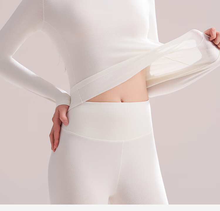 Ordifen Women's Thermal Underwear Set Fleece-Lined Thickened High-Waist Body Shaping Winter Autumn Long Johns Set 15