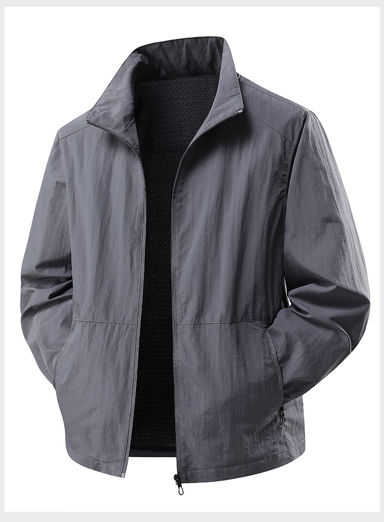 Jeanswest Men's Summer Lightweight Outdoor UV Protection Jacket Casual Sports Breathable Skin Jacket with Turn-down Collar 3