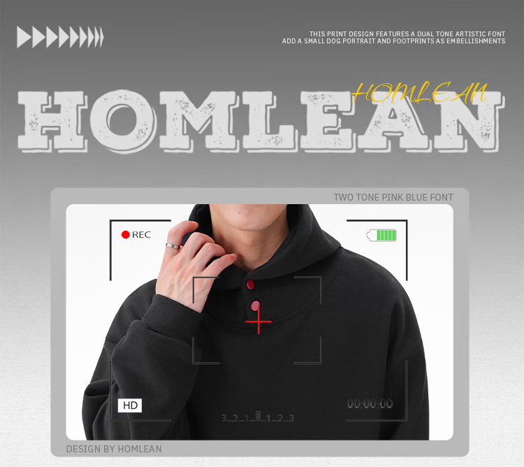 Homlean American-Style Heavy Hooded Sweatshirt, Spring Men's High Street Solid Color Versatile Loose Casual Top, HQ20 Black 2XL 1