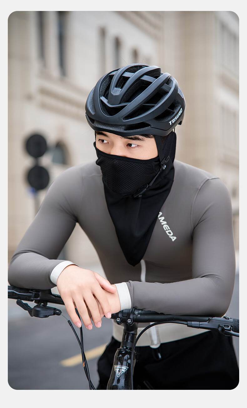 Captain Tas Cycling Face Mask Autumn Winter Warm Windproof Neck Gaiter Outdoor Motorcycle Electric Bike Face Cover Headscarf Black 12