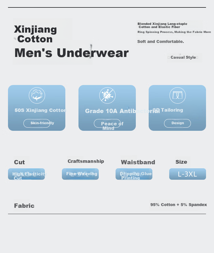 Yiershuang [Combed Cotton - Peace of Mind Quality] Men's Underwear, Pure Cotton 10A Antibacterial Boxer Briefs, Men's Shorts And Underpants 2