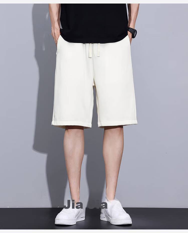 Yipintiancheng 2025 Summer Heavyweight Sports Shorts, Comfortable Solid Color Knee-Length Pants, Large Size Loose Versatile Trendy Casual Mid-Length Shorts 4