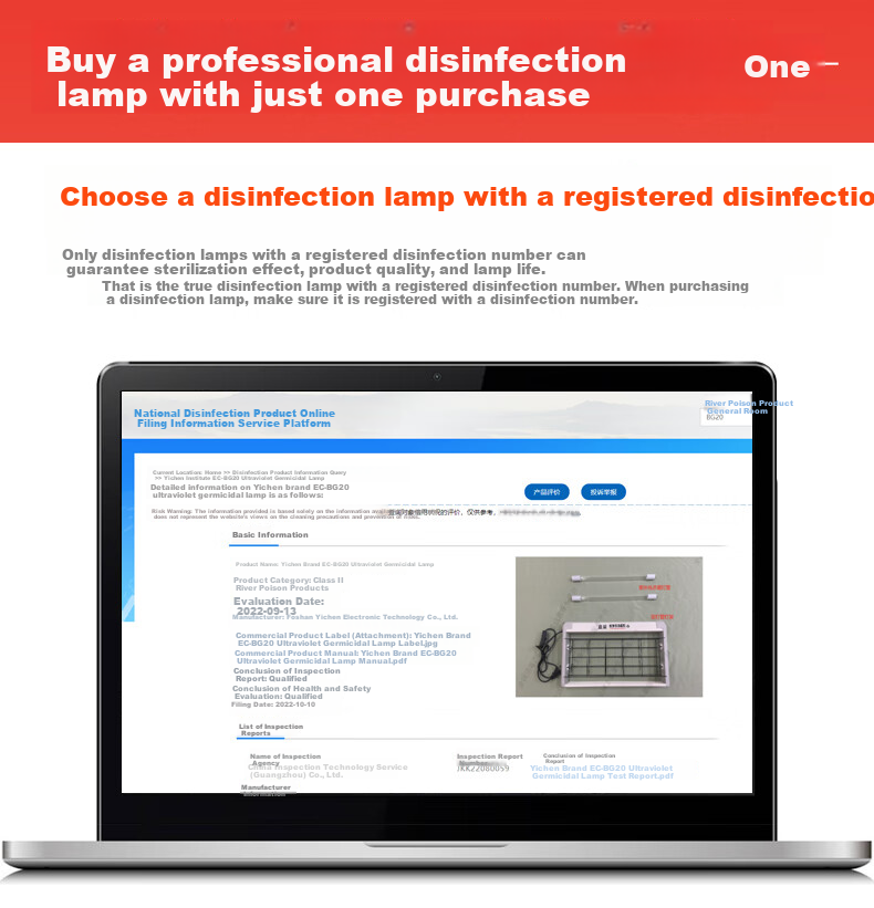 Yichen Suspended UV Disinfection Lamp, Factory Sterilization Light, Canteen Deodorizing And Mite-Removing Lamp, Home Ozone UV Tube Light 3