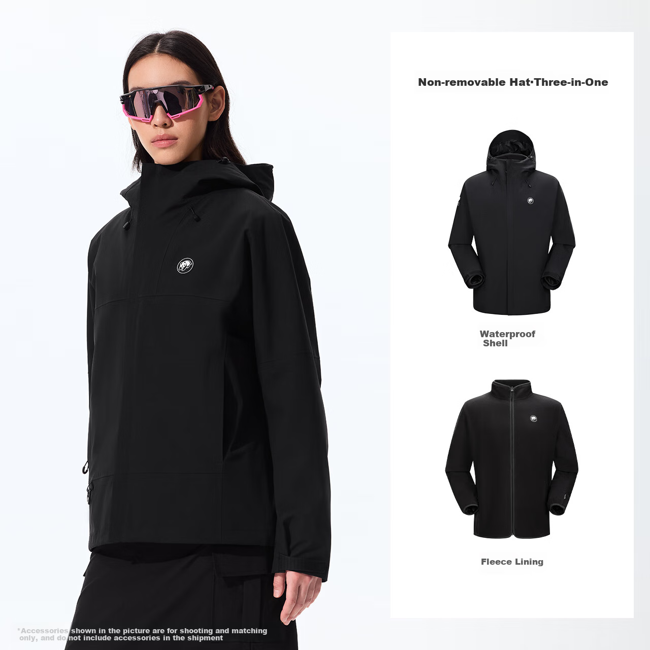 Panda Zhang Yuxi Edition [Rain Shell MAX] 3-in-1 Men's Windproof and Rainproof Hiking Jacket Autumn Winter Mountaineering Coat for Women