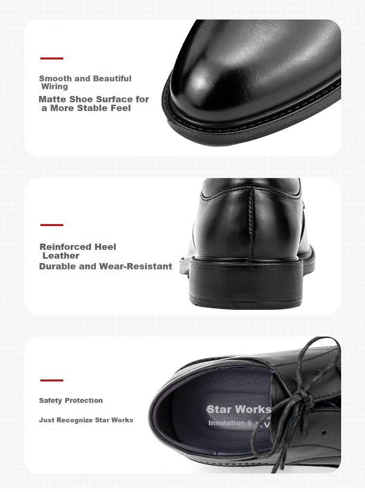 XINGGONG Safety Work Shoes, Electrically Insulated, for Work And Business, Casual, 6kv Insulated Cowhide Shoes, Wear-Resistant, for Electricians, Size 40, XGX-8 4