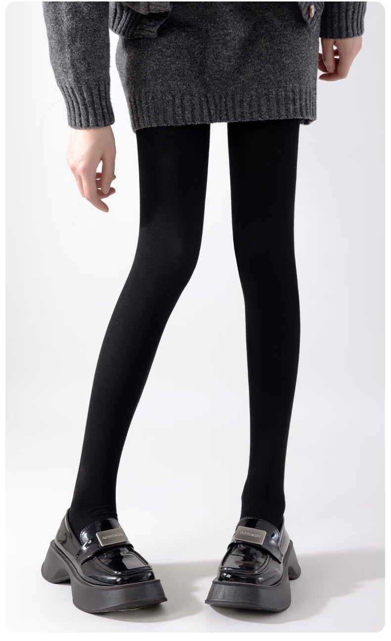 Dongfangyuan Vertical Stripe Cotton Tights Women's Autumn Winter Fleece Lined Thickened Warm Slim Fit Pantyhose 1 Pair 17