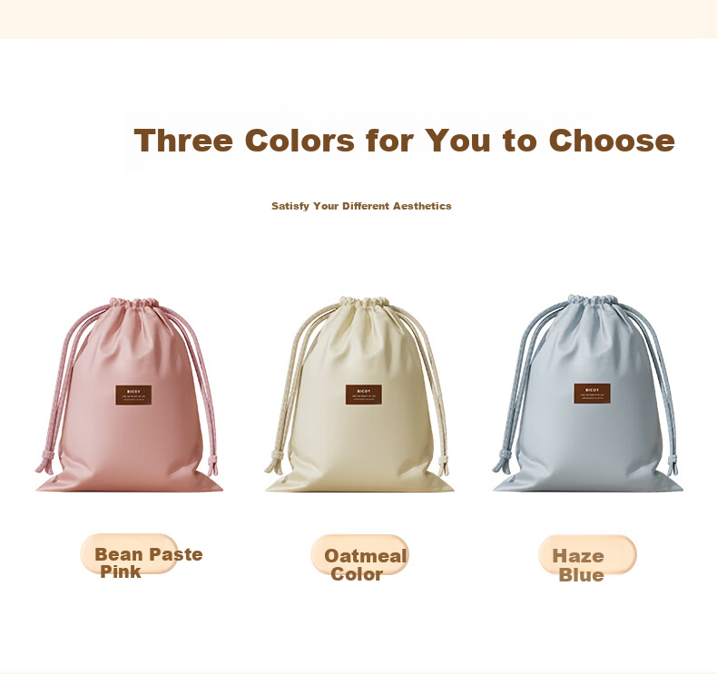 Baicaoyuan Travel Storage Bag with Drawstring, Portable Garment Organizer for Business Trips, Luggage Dust-Proof Large Medium Small Set of 3 12