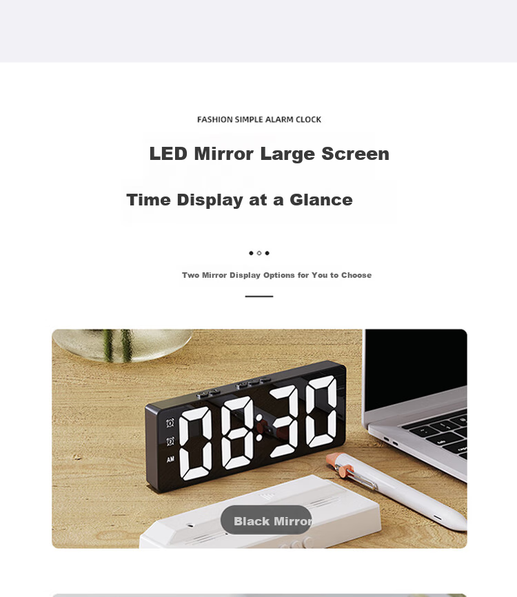 Compas Creative LED Large Screen Clock, Luminous Electronic Alarm Clock for Living Room, Bedroom, Desk, Student Alarm Clock, 810 Black Back-To Seaso 4