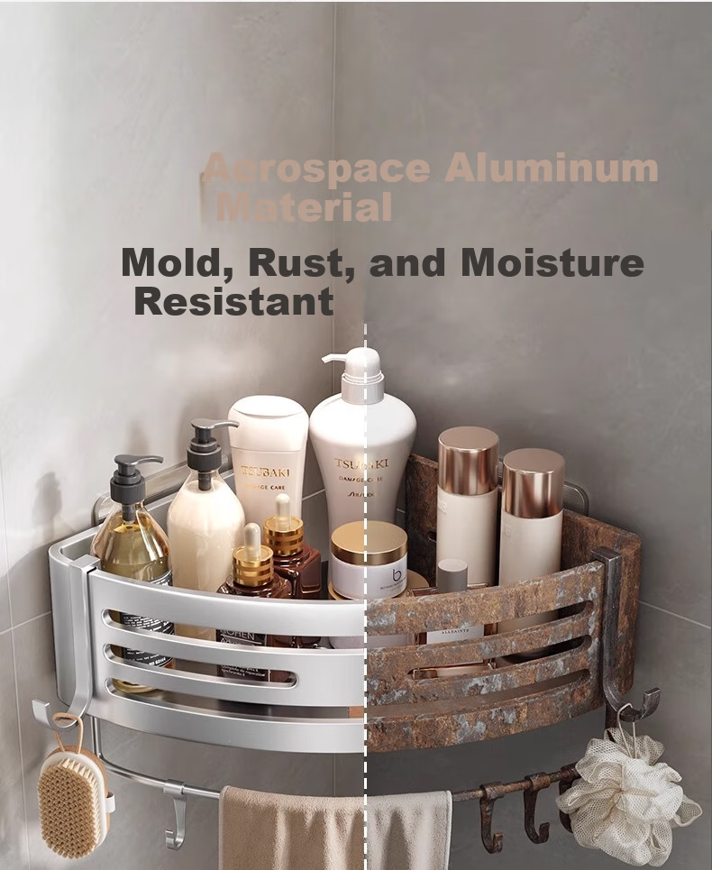 Baihan Bathroom Storage Rack, Triangle Shelf without Drilling, Hanging Organizer for Toilet, Washroom Storage Rack, Sink Corner Shelf 15