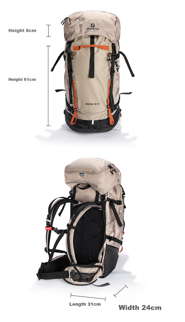 TOREAD Backpack, 50L Large Capacity, Hiking Professional Mountaineering Bag, Camping Travel Outdoor Backpack, TEBBBN80777 2
