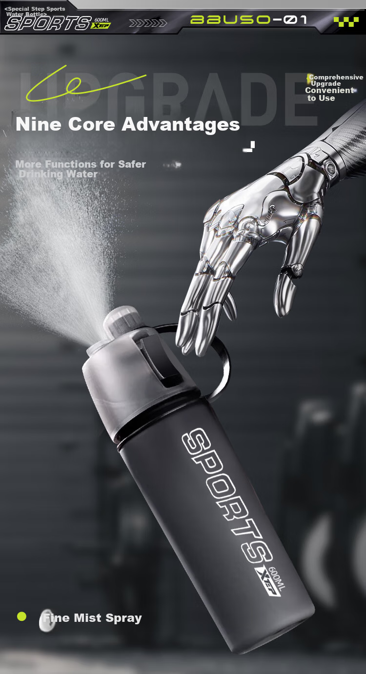 XTEP Spray Water Bottle for Men And Women, Cycling, Children, Students, School Use, Portable Sports Water Bottle for Biking in Summer 8