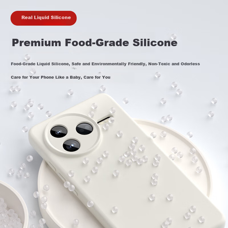 Shangsu Compatible with Redmi K80 Phone Case, K80 Protective Cover, Premium Liquid Silicone Soft Shell, Full Lens Protection, Shockproof, Anti-Fingerprint, for Women And Men, Solid Color Simple Design, Antique White Outer Shell