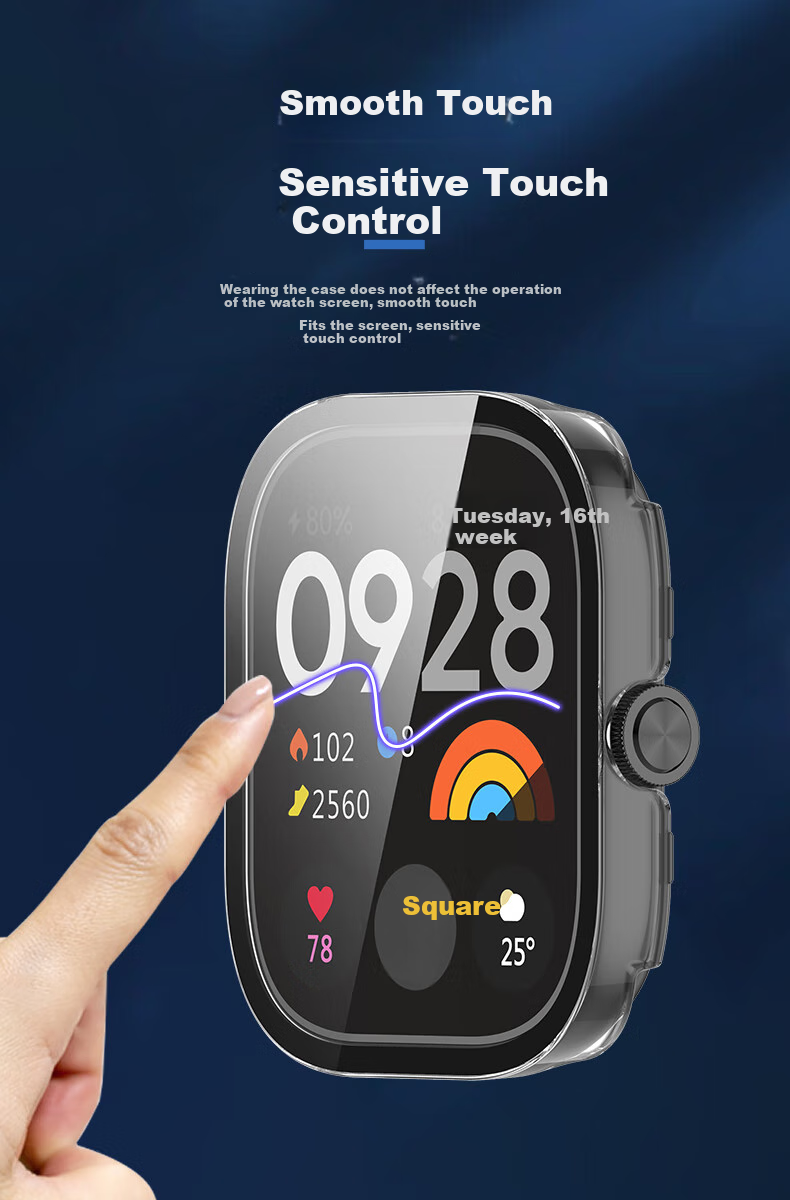 KMaxAI Redmi Watch 5 Smartwatch Tempered Glass Protective Case, Scratch-Resistant And Wear-Resistant, Ivory White 2