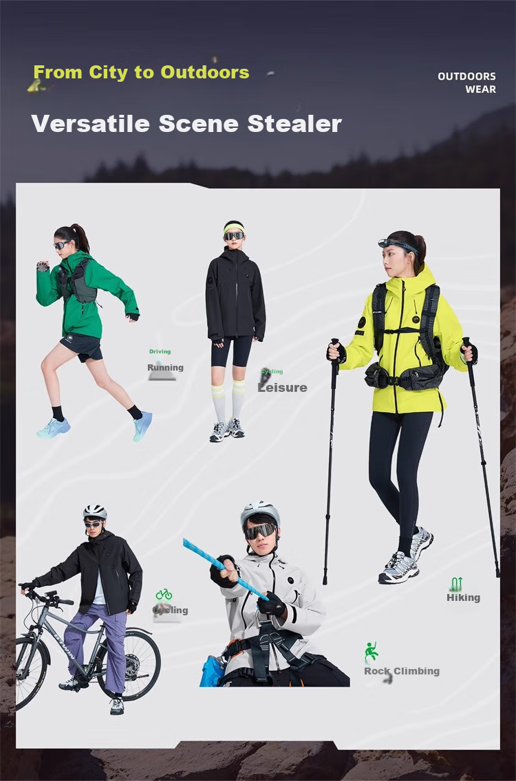 CAMEL Panda Single-Layer Windbreaker Jacket, Casual Windproof And Waterproof Outdoor Hiking Wear B113, Glacier Gray, XS 10