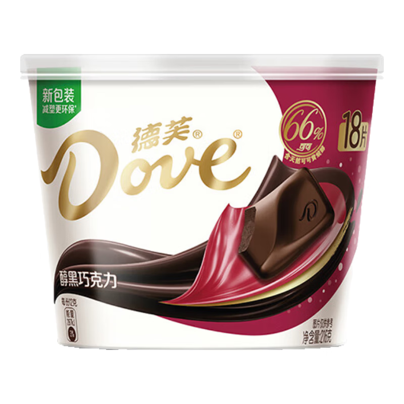 德芙全家桶 66%可可脂倍醇黑巧克力 碗装216g 休闲零食  生日礼物 