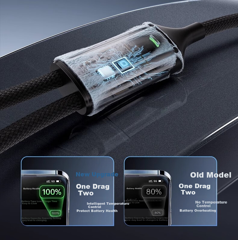 Nengshi Type-C Data Cable, Apple 15/16 Two-In Charging Cable, PD100W Fast Charging, Suitable for Huawei, Xiaomi, OPPO Laptops, Carplay, One-To 1.2 Meters, Black 5