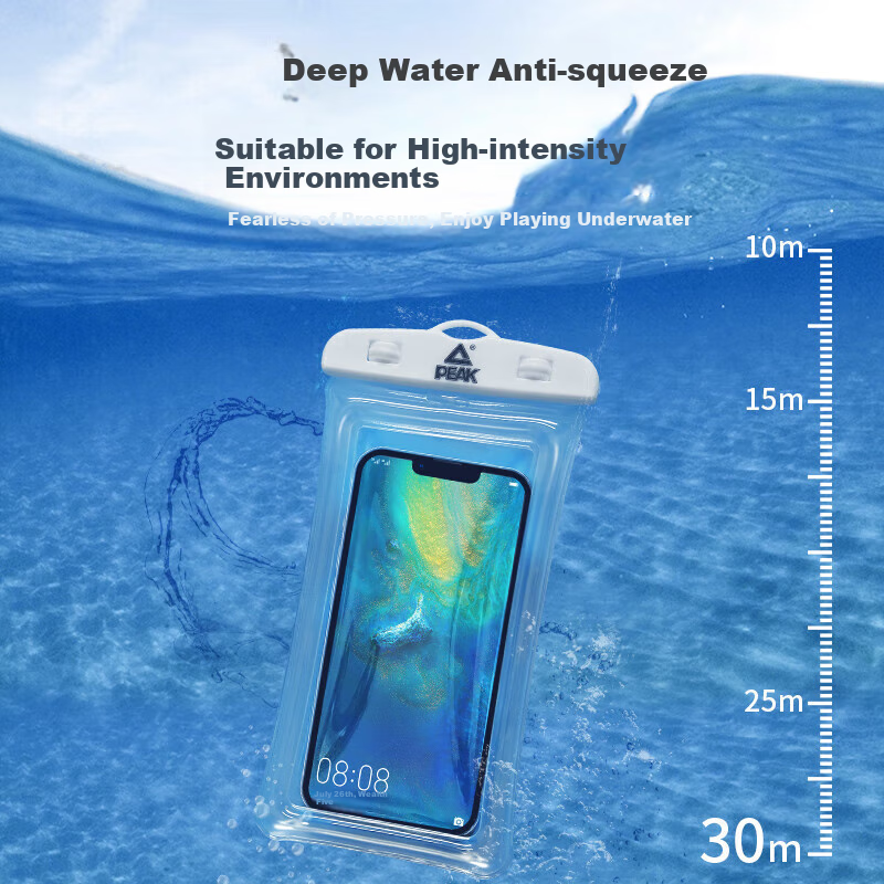 PEAK Waterproof Phone Pouch, Touchscreen Compatible, Swimming Sealed Bag with Lanyard, Waterproof Case for Rafting, Swimming Photography, And Food Delivery Riders