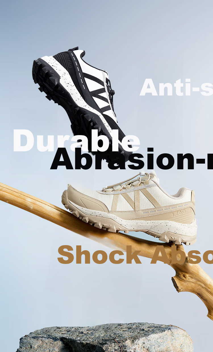 JD Original [Xuebao] Outdoor Hiking Shoes, Men's Trekking Shoes, Non-Slip, Wear-Resistant, Breathable, Drawstring Lace-Up Casual Shoes for Men, Black And White, Size 40 2