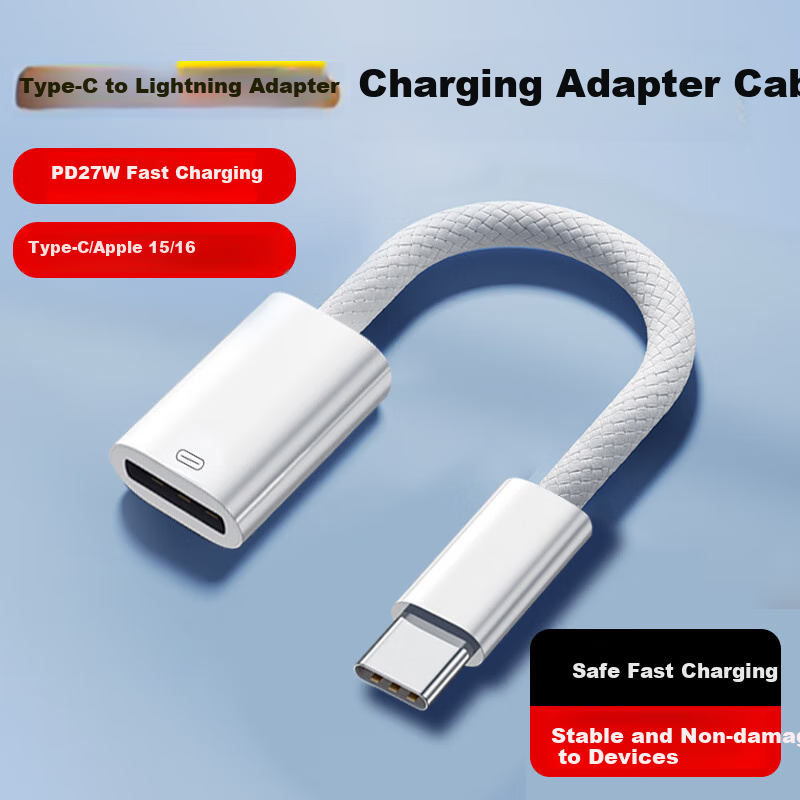 Masentek Type-C to Apple Lightning Charging Cable Adapter, Data Cable Converter, PD Fast Flash Charging for IPhone 15/16/17, Huawei Earphones
