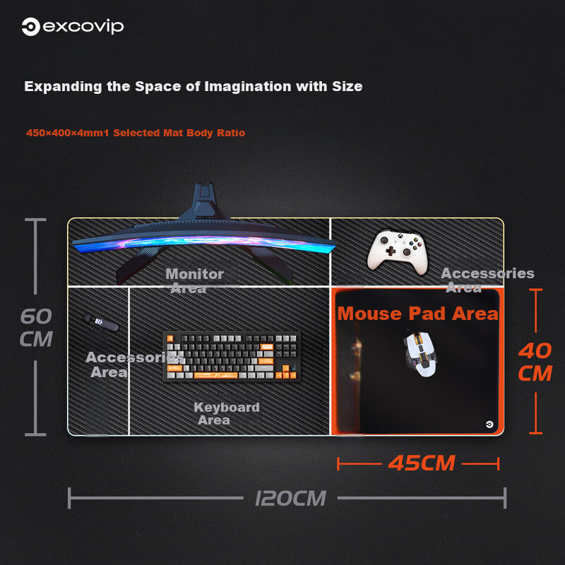EXCO Mouse Pad, Ultra-Soft, E-Sports FPS Smooth Surface, 450*400*4mm, Solid Color, Professional Gaming, Large And Small Sizes Available, Computer Desk Pad with Locked Edges, 0339 12