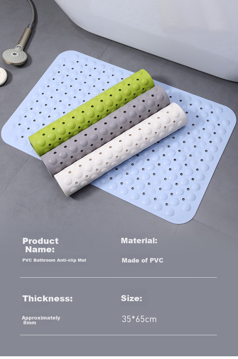 Yagao Bathroom Non-Slip Mat, Bathroom Anti-Slip Floor Mat, Toilet PVC Shower Mat with Suction Cups, 40*100 3