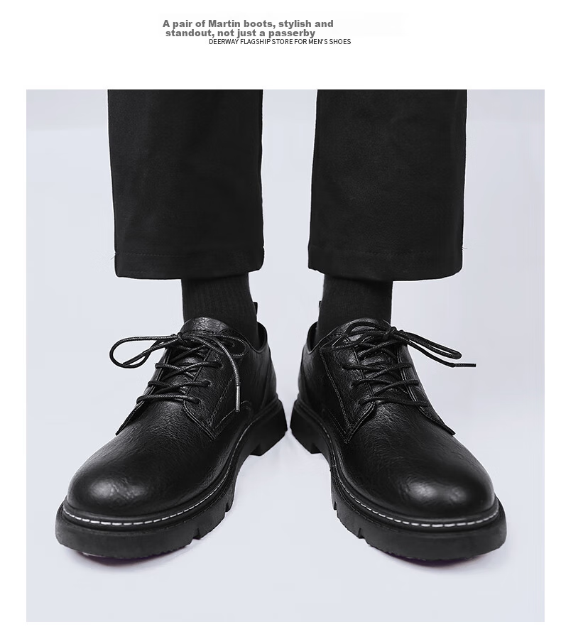 Huili (Warrior) Men's Shoes, Business Casual Footwear, Versatile Lace-Up Leather Shoes for Men, Style 0650, Black, Size 40 11