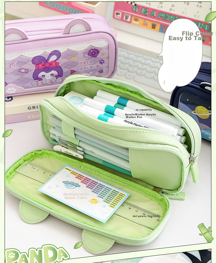 Kabaxiong Cute Bunny Ear Pencil Case with High Aesthetic Value, Large Capacity Stationery Pencil Box for Boys in Elementary, Middle School Students, Space Travel Theme 5