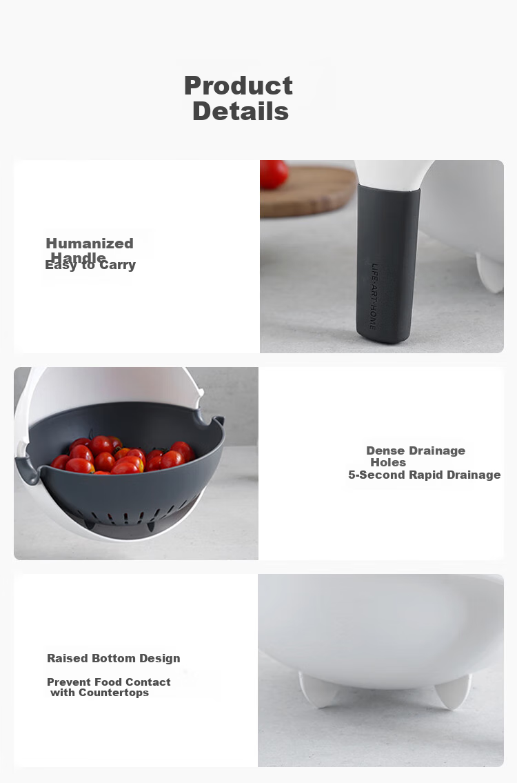 JD Original Colander Set [Double-Layer Filtration], Draining Basket for Washing Fruits And Vegetables, Kitchen Thickened 2-Piece Set 9