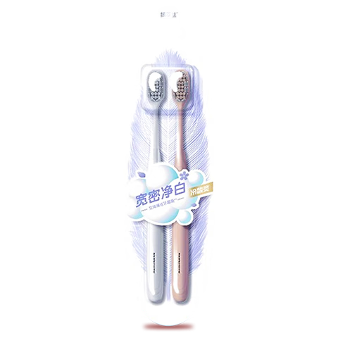 Lengsuanling 3D Wide Dense Clean White Soft Bristle Toothbrush with Wide Dense Brush Head, 140% Cleaning Power, Adult Toothbrush, 2-Pack, Random Colors