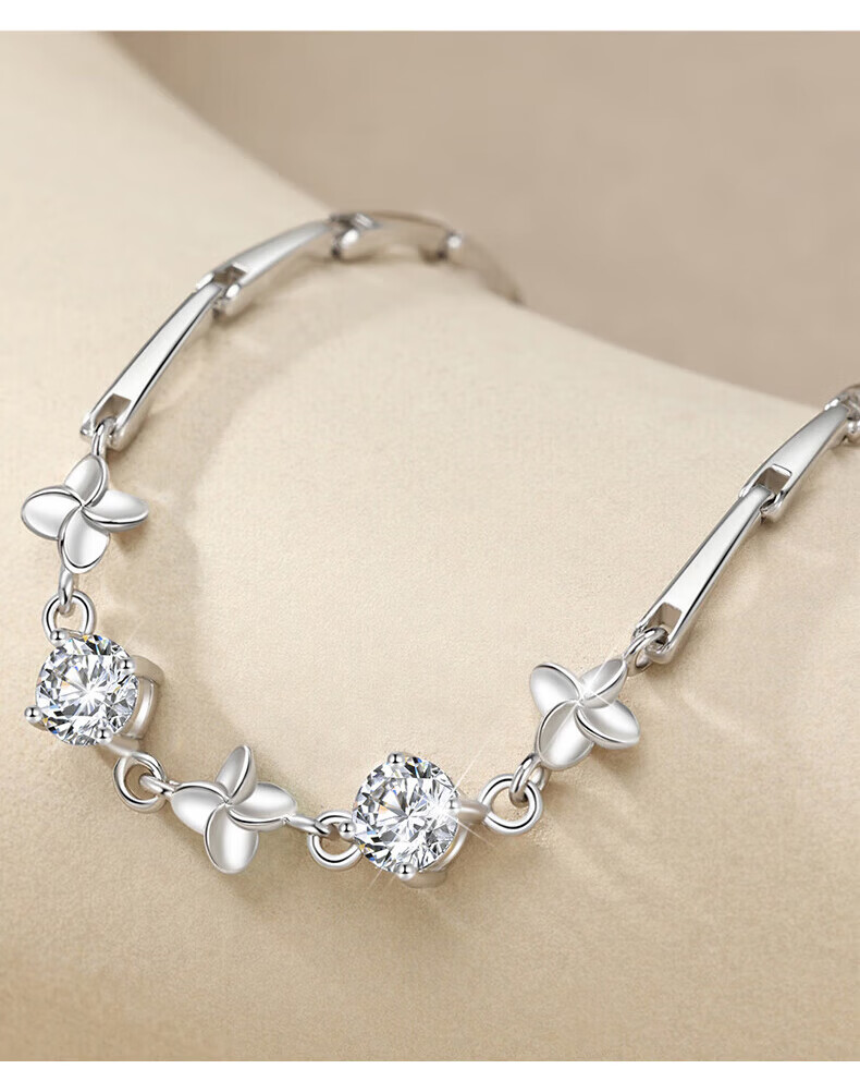Sino Gem Silver Lucky Four-Leaf Clover Bracelet for Women Luxury High-End Wristband 520 Birthday Gift for Girlfriend and Best Friend 9