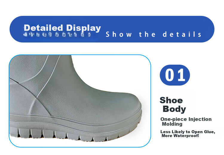 Huili Rain Boots for Men, High-Top Fishing Waders, Waterproof, Non-Slip, Wear-Resistant, Outdoor Work, Food Delivery, Car Washing Rubber Boots, 01 Black, Size 43 3