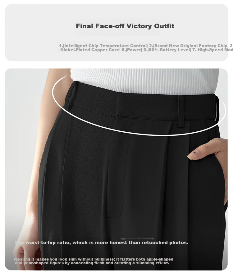 Bodexiaojie Women's Suit Pants, Formal Wear, Interview Attire, Petite Straight-Leg Wide-Leg Professional Draping Casual Black Trousers 6