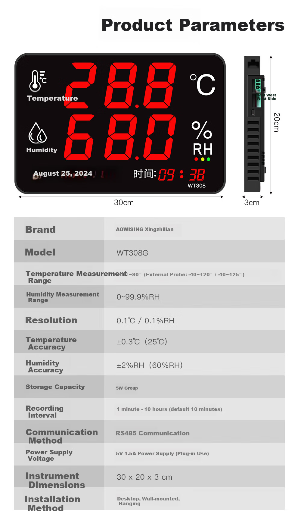 Xingzhilian Temperature And Humidity Logger Industrial-Grade Transmitter for Warehouses, Factories, And Server Rooms RS485 Communication Exportable Data 17