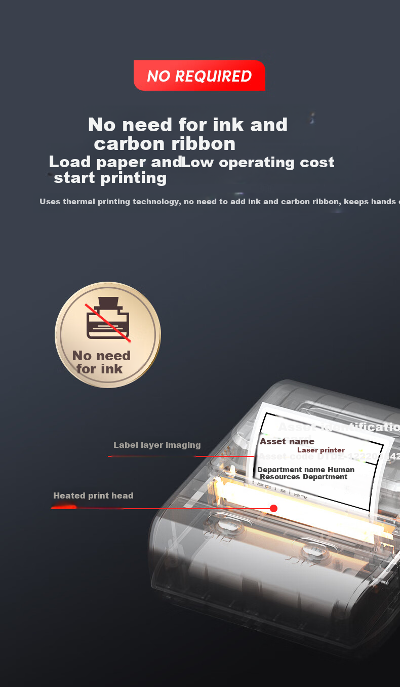 Detong DP30S Fixed Asset Label Printer, Silver Thermal Matte Office Label, Self-Adhesive Inventory Coding Barcode Label Machine, DP30S+1 Roll 60*40 Silver Paper 2