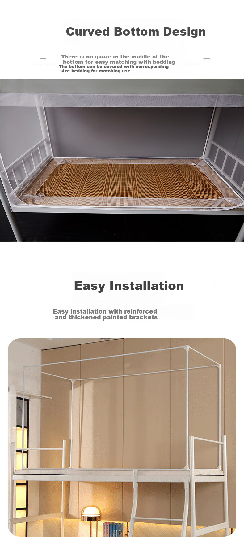 AVIVI Student Mosquito Net Dormitory, Enclosed Mosquito Net with Three Doors, 0.9 Meters, Blue Eyebrow [Baked Paint Frame, Upper Bunk] 5