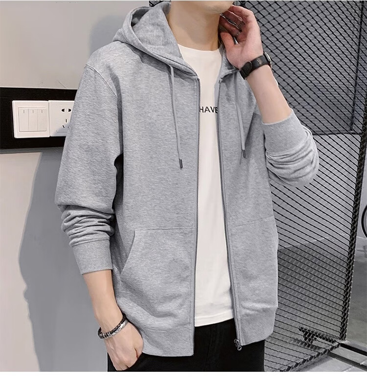 GLM Hoodie Jacket for Men, Spring And Autumn Season, Loose Casual Knitted Cardigan, Sports Jacket, Gray, XL 17