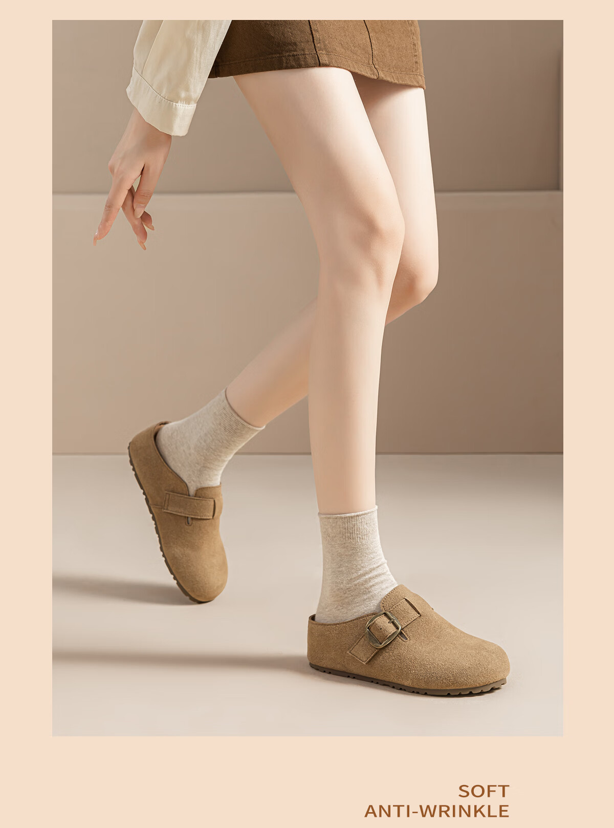 Warrior Thick Sole Boken Half Slippers Women's Outdoor New Style Height Increasing Closed Toe Slip-On Shoes Khaki Size 35 6