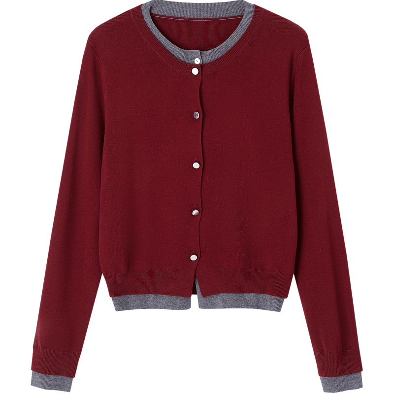 Demana [Quiet Luxury Inspiration Wardrobe] Spring and Autumn Design Fake Two-Piece Color-Block Button Knit Sweater for Women