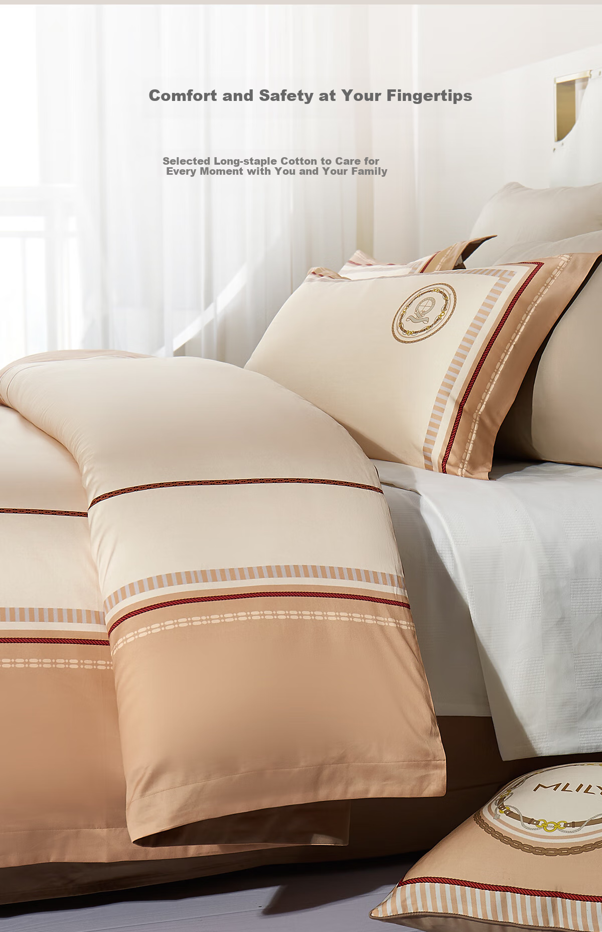 MLILY Cotton Bedding Set of Four Pieces, Pure Cotton, Summer, 220x240 Cm, Moonlight Reflectio 14