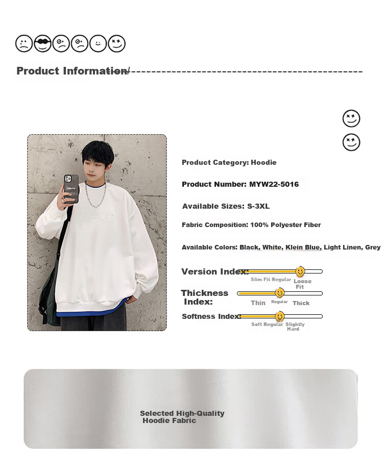 Dingfengbaoluo American Retro Crew Neck Sweatshirt for Men, Spring Trendy Steel-Printed Long-Sleeve Top DFL07 White XL 3